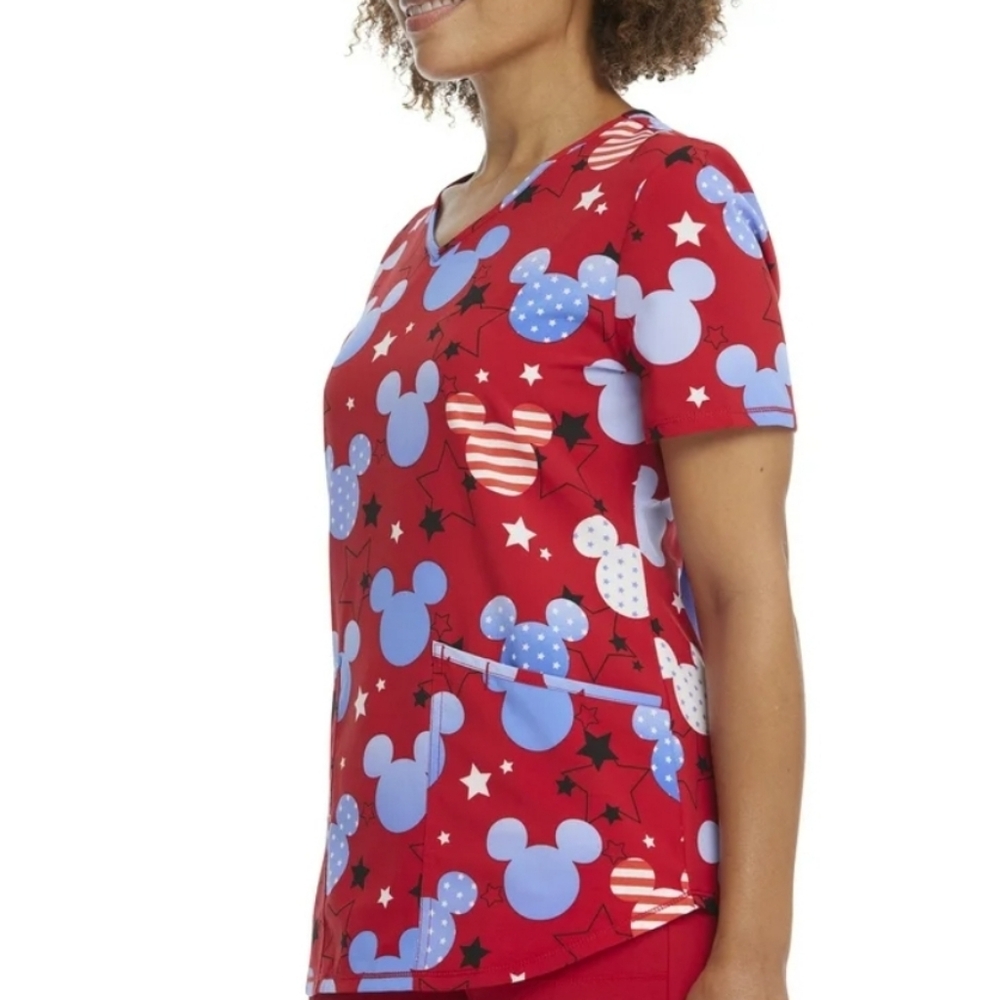 Scrubstar Disney American Mickey V-Neck Scrub Top-Size Small